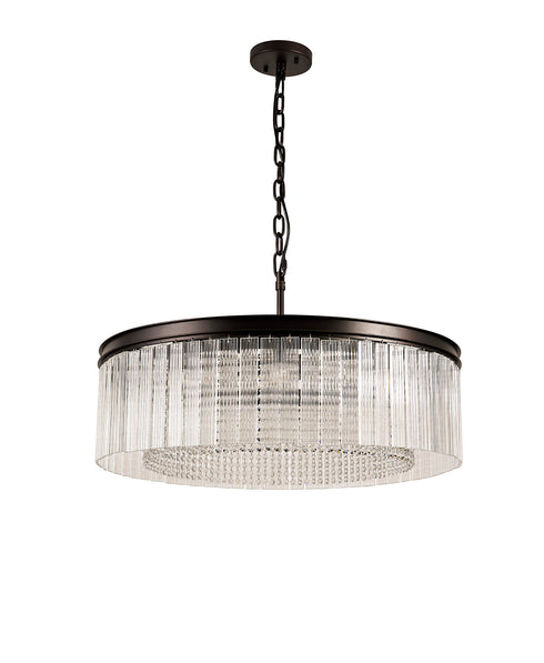 Burnaby Round Pendant/Semi Flush 10 Light Brown Oxide Large